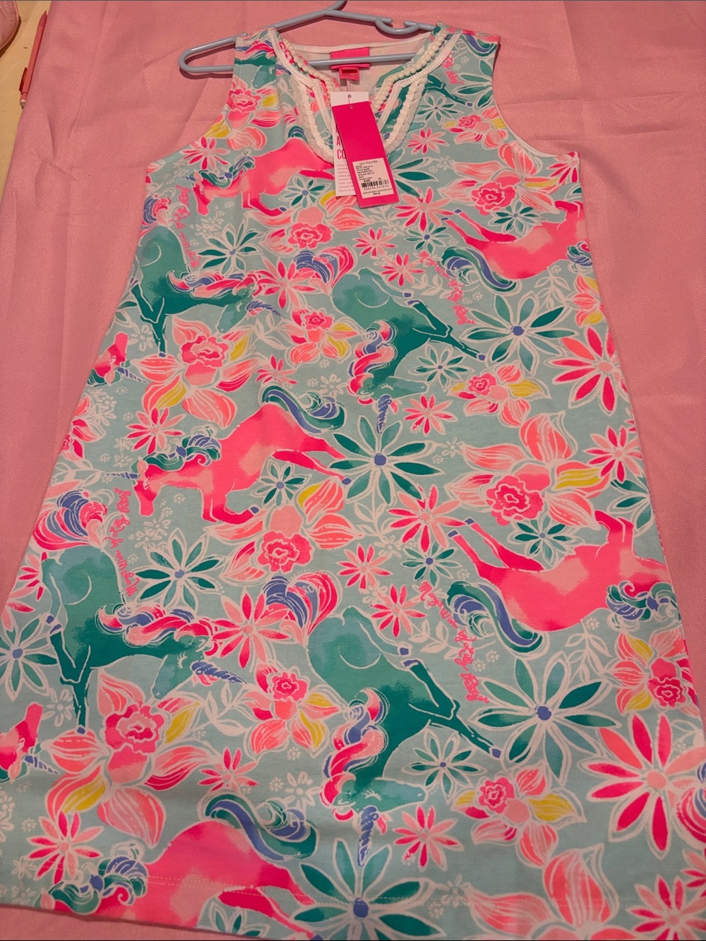Lilly Pulitzer Girls XL Mini Harper Shift Dress Magical Mary Unicorn Floral NWT
